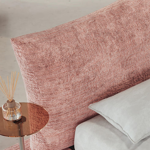 Amina Chenille Flannel Upholstered Headboard Luxury Floating Bed Frame with Sidetable